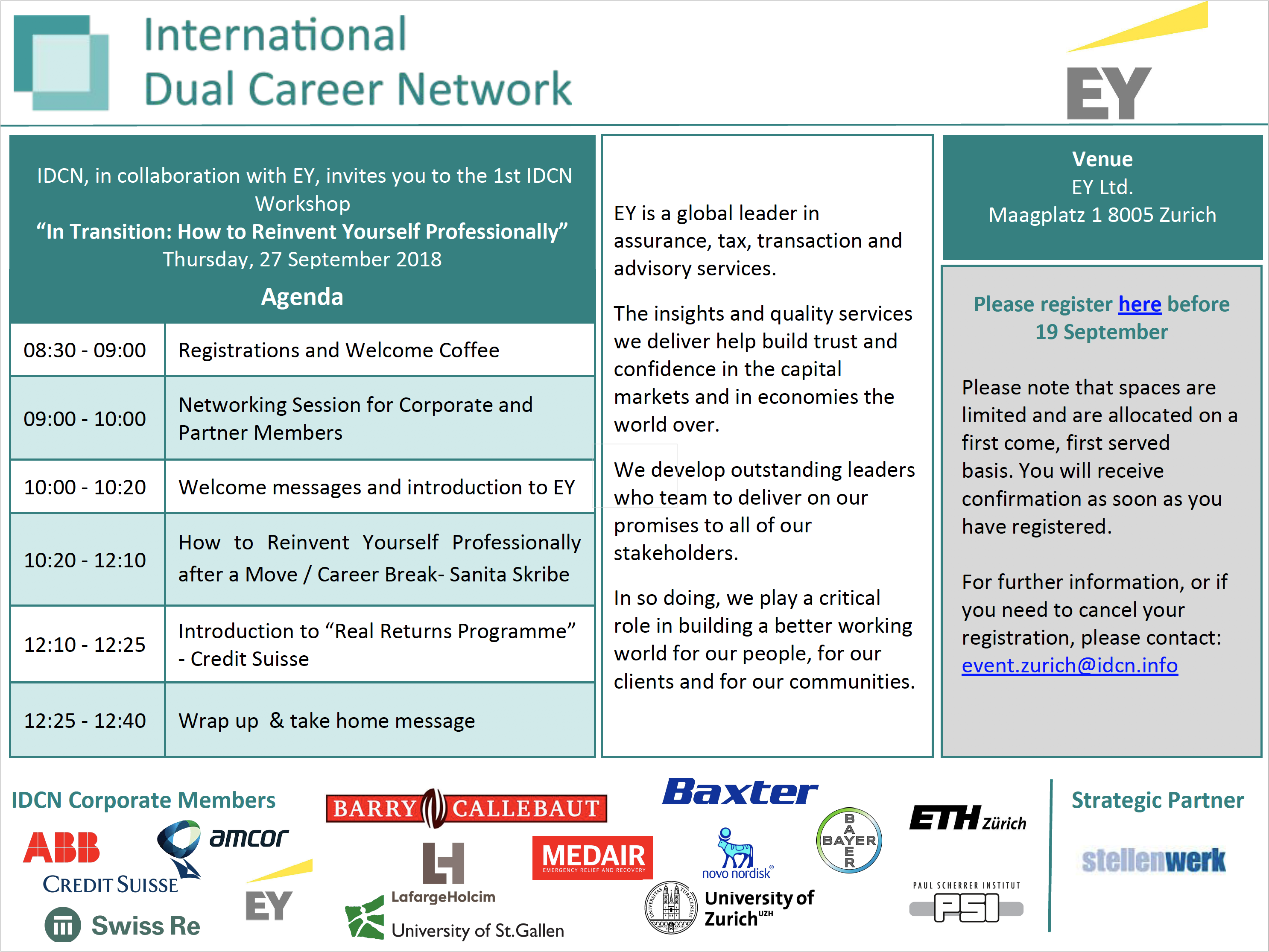 IDCN & EY Workshop 27 September 2018 Agenda